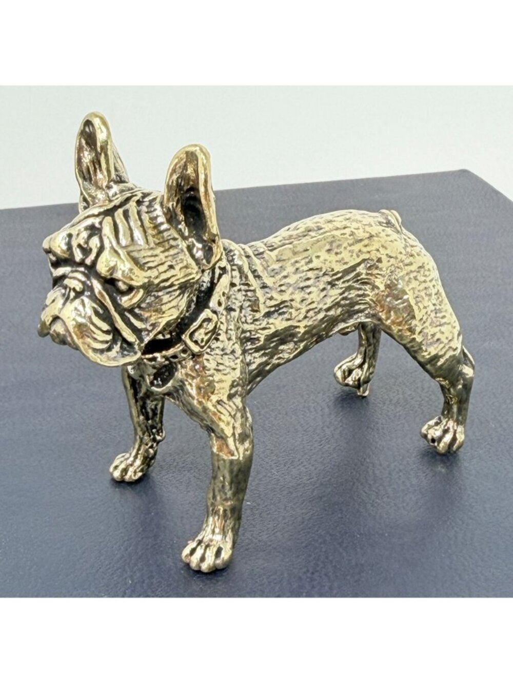 Brass French Bulldog Figurine Miniature Loyalty Totem Altar Decor 1970s Style - Picture 2 of 5